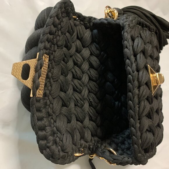 Women's Knit Hand Woven Evening Handbag Black - Picture 8 of 8